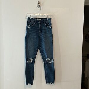 Abercrombie and Fitch Distressed Super Skinny Ankle High Rise